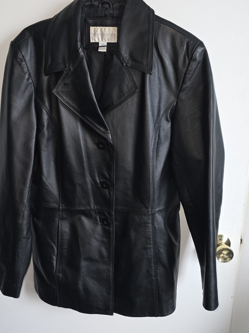 Worthington Black Leather Women's Button-Front Jacket